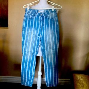 RSQ womens 1/w25 striped high rise ankle skinny blue jeans